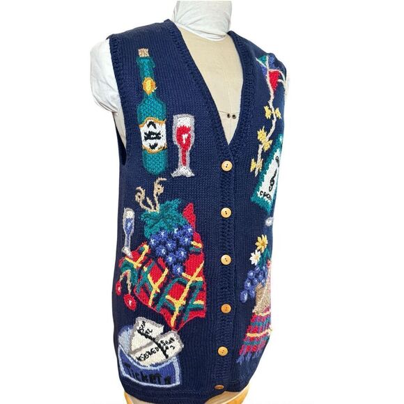 Portraits by Northern Isles Sweater Vest Sz. M Vintage Hand Knit Chunky - Picture 3 of 10